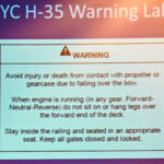 Pontoon boat propeller warning by ABYC NBSAC97