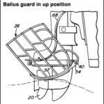 Balius propeller guard in up position. US Patent 3,889.624