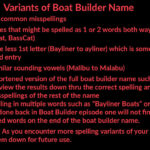 Variants of Boat Builder Name in BARD