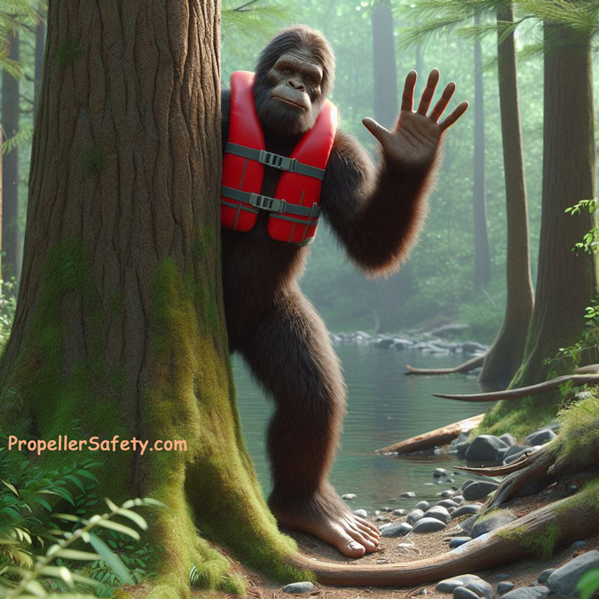 Bigfoot wearing a life jacket for National Wear Your Life Jacket to Work day.