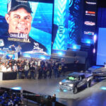 Chris Lane entering arena at Bassmaster Classic 2016 weigh-in Day 2