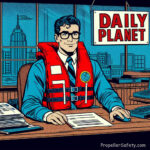 Clark Kent (Superman) wearing a life jacket for National Wear Your Life Jacket to Work day.