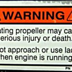 Propeller Warning Decal with large rounded edges