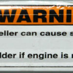 Propeller Warning Decal on pontoon boat