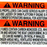 Propeller warning teamed with carbon monoxide warning at 2013 Tulsa Boat Show.